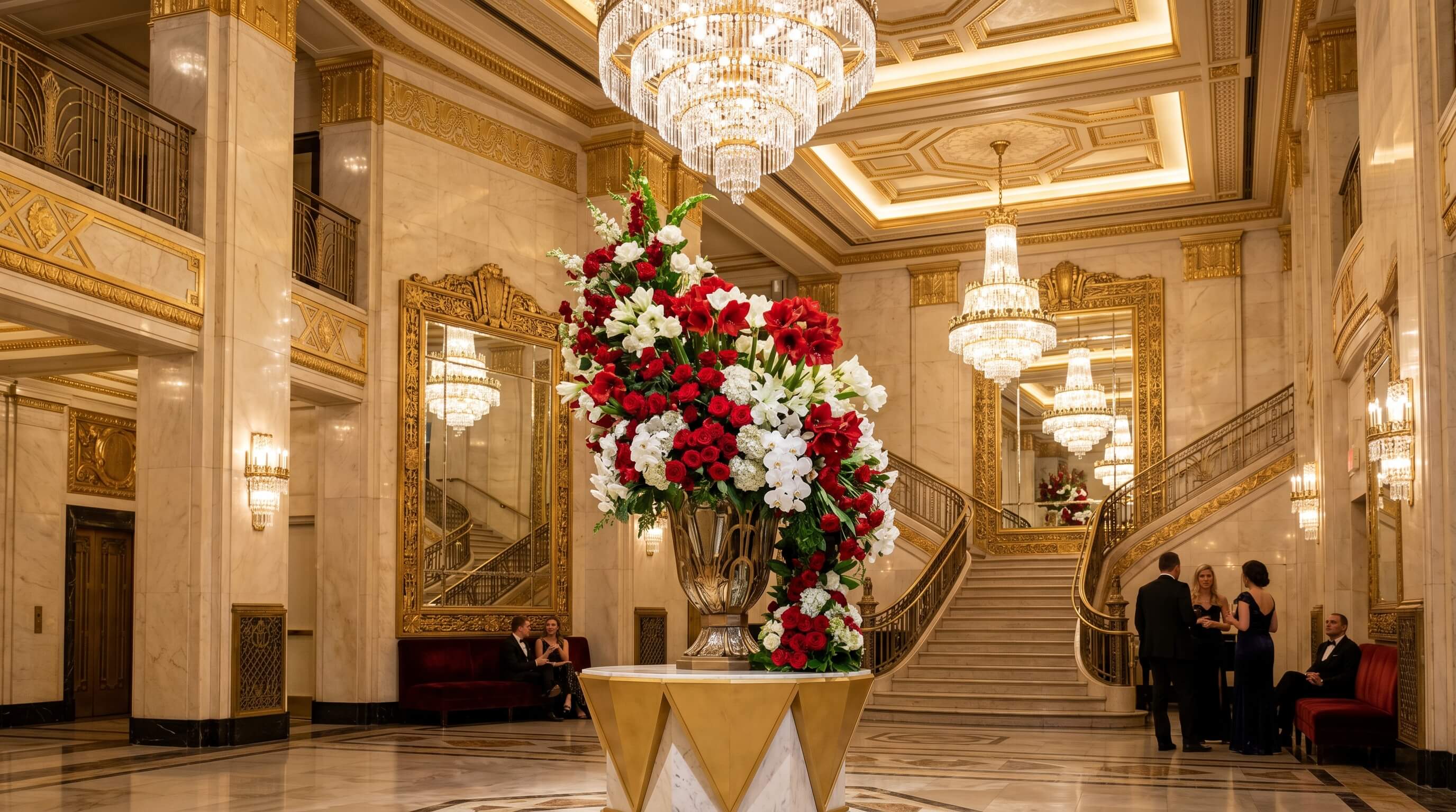 Lobby du Four Seasons George V — composition florale Jeff Leatham